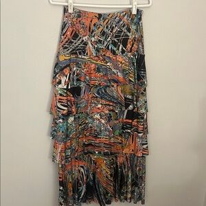 Multicolor Abstract Tiered Ruffle Women's Skirt
